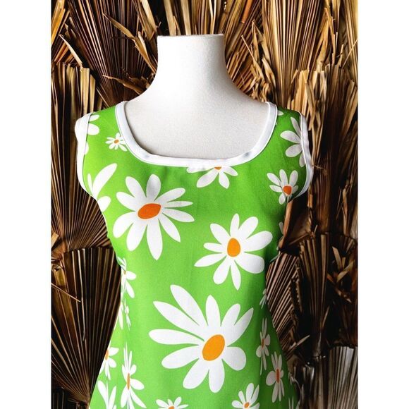 Vintage Mod Hippie Pop Art Graphic Daisy Floral Micro Mini Dress Size Small - Picture 4 of 5